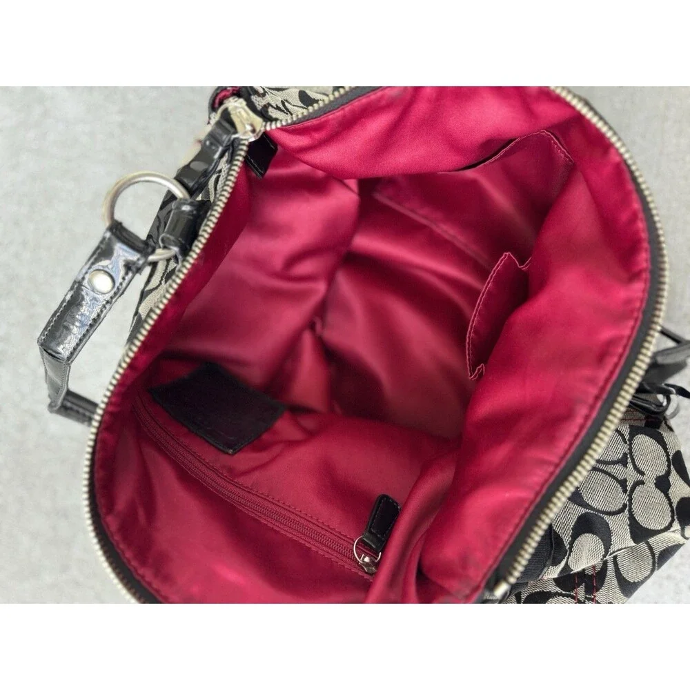 Coach Poppy Purse Signature Jacquard Black and Red Tote EUC! Rare! Hand Bag